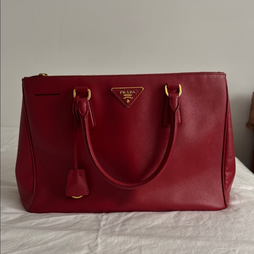 Prada Red Saffiano Leather Tote Bag